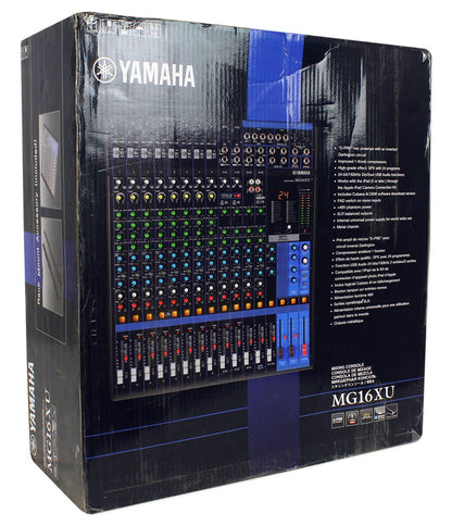 Yamaha MG16XU 12 Channel Mixer w/ Effects, USB, 4 Aux Sends + 12U Rack Kit