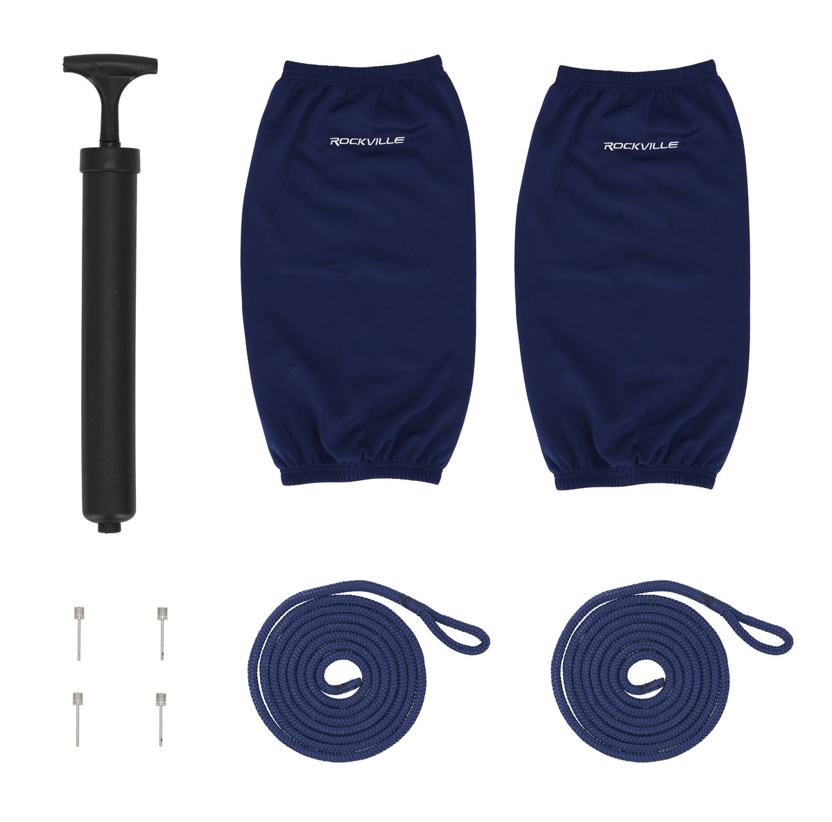 Rockville FEN285-NAVY BLUE 8.5" Boat Fender Package 2 Bumpers, 2 Covers, 2 Lines