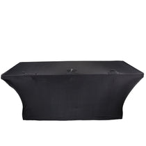 ProX X-ST4BL Black 4' Open Back Spandex Table Stain+Wrinkle Proof Cover/Scrim