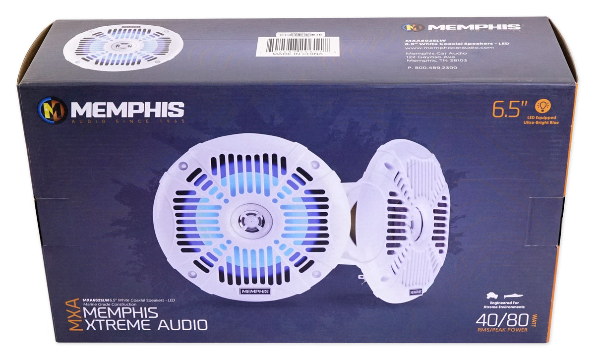 Pair Memphis Audio MXA602SLW 80w 6.5" LED Speakers For Polaris RZR/ATV/UTV/Cart