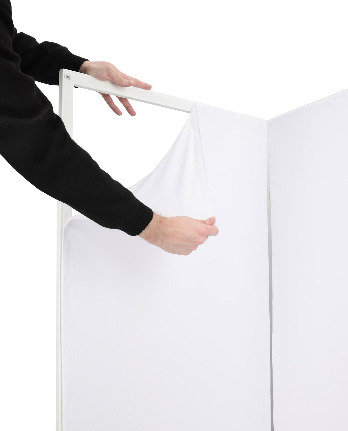Rockville RFXLW White Portable DJ Facade 112" x 48" Steel Frame Booth+Bag+Scrim