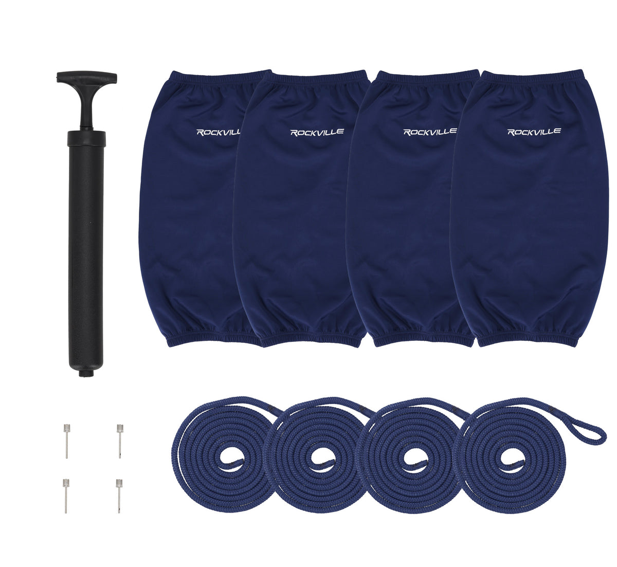 Rockville FEN410-NAVY BLUE Boat 10" Fender Package 4 Bumpers, 4 Covers, 4 Lines