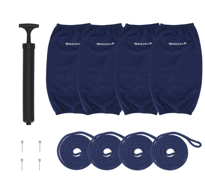 Rockville FEN410-NAVY BLUE Boat 10" Fender Package 4 Bumpers, 4 Covers, 4 Lines