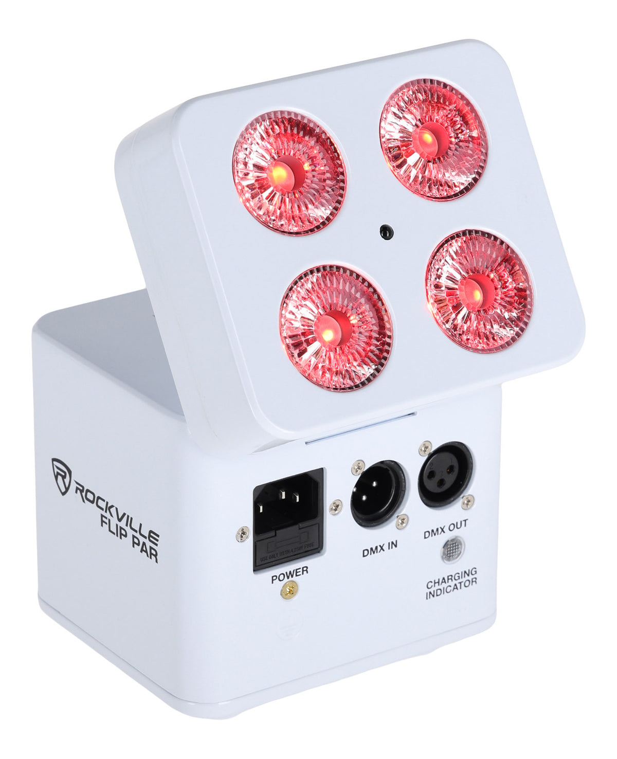 Rockville FLIP PAR WHITE Battery Par Can Wash Light w/ Wireless DMX+Wifi App