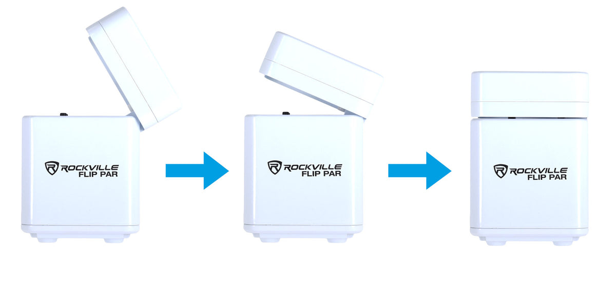 Rockville FLIP PAR WHITE Battery Par Can Wash Light w/ Wireless DMX+Wifi App