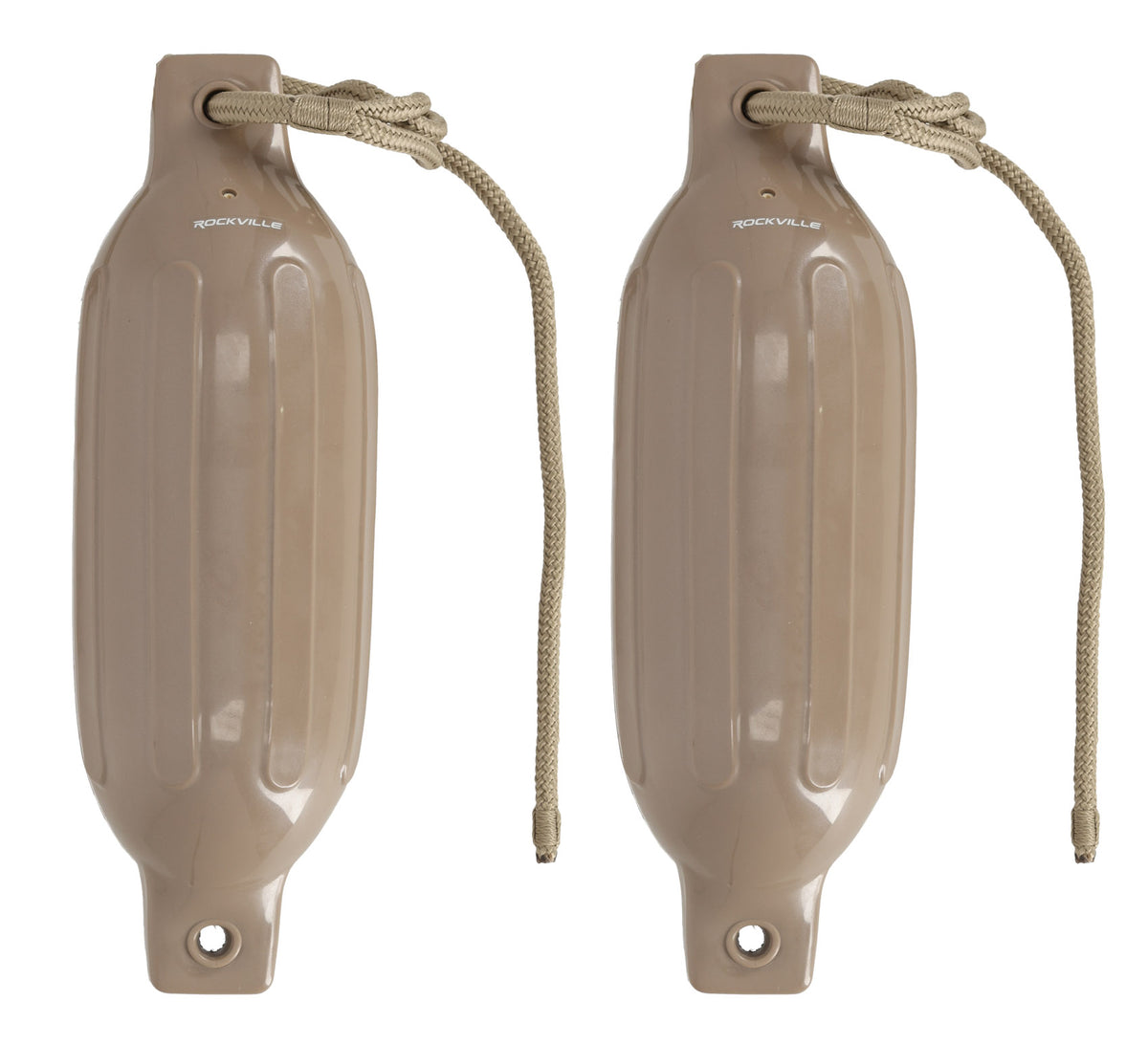Rockville FEN245-SAND Boat Fender Package 2 Bumpers 4.5"x16", 2 Lines + Pump