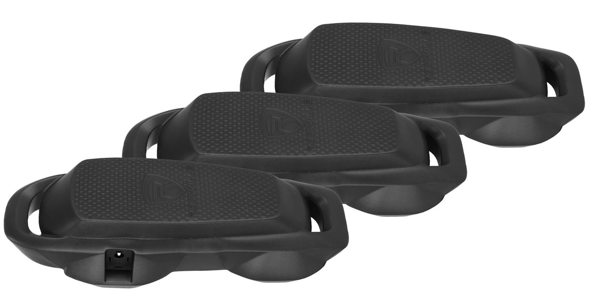 Rockville 3 Pack Titan Foam Fender Black 22"x9" Boat Bumper No-Knot/Quick Adjust