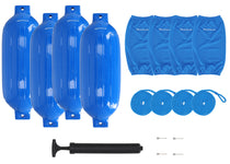Rockville FEN410-BLUE Boat Fender Package 4 Bumpers 10"x30", 4 Covers, 4 Lines