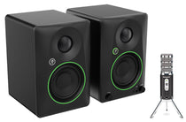 Pair Mackie CR3.5 3.5" Active Studio Monitors Speakers w/Tone Control+Samson Mic