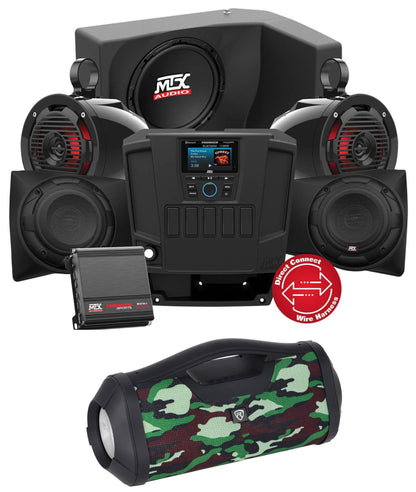 MTX RANGERSYSTEM3 5) Speakers+2) Amps for 14-18 POLARIS RANGER+Bluetooth Speaker