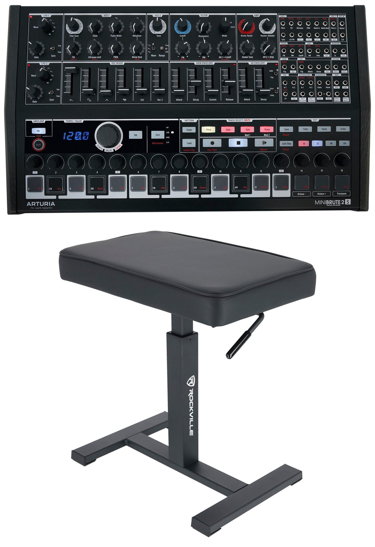 Minibrute 2S NOIR USB MIDI Analog Sequencer Synthesizer+Air Lift Bench