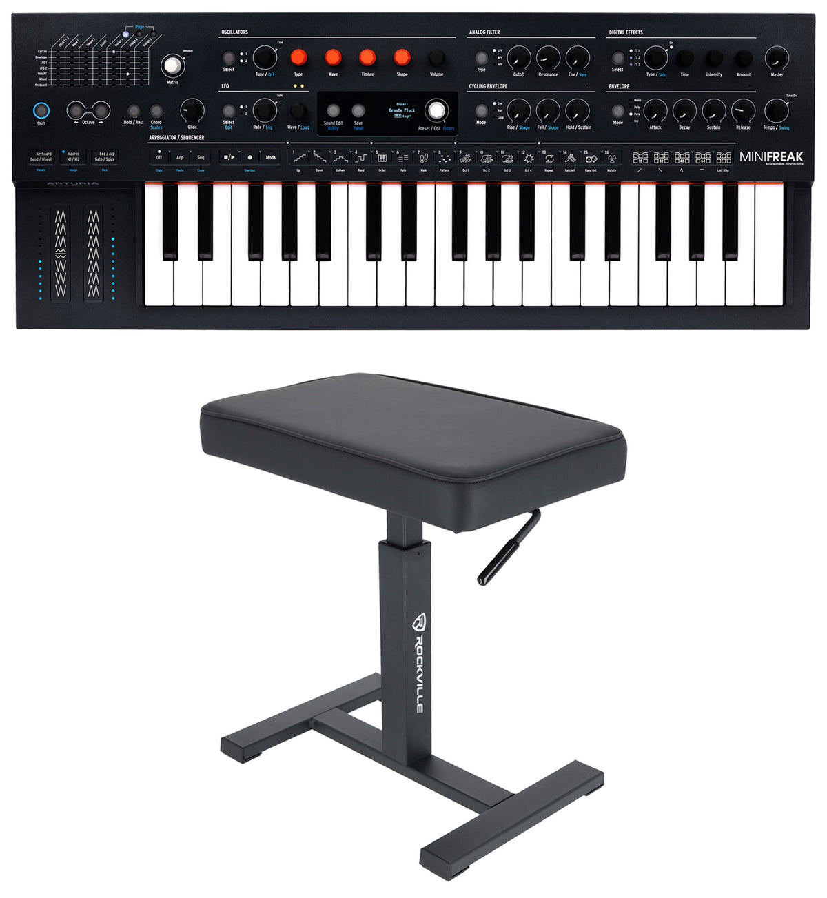 Minifreak 37-Key Synthesizer USB MIDI Polyphonic Synth+Air Lift Bench