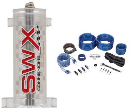 MTX StreetWires CAP1 1 Farad Power Capacitor Car Audio+Install Wire Kit