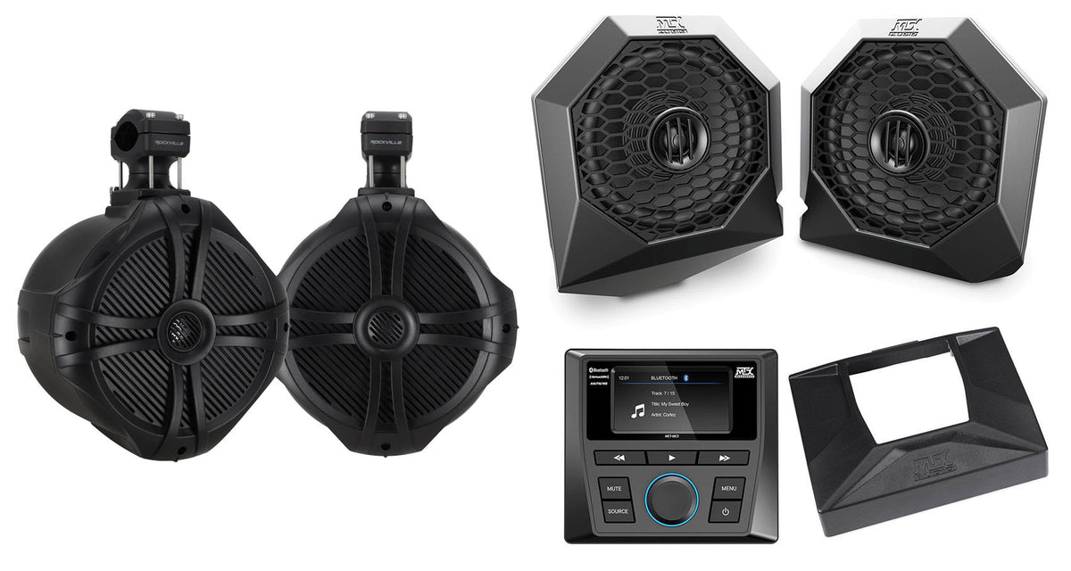 8" Tower Speakers for 14-18 Polaris RZR XP1000/900+Pods Bluetooth Player+Kit
