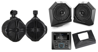 8" Tower Speakers for 14-18 Polaris RZR XP1000/900+Pods Bluetooth Player+Kit