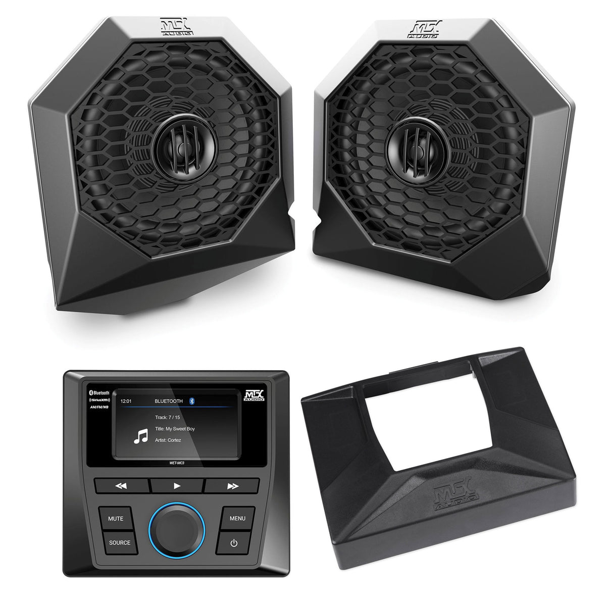 8" Tower Speakers for 14-18 Polaris RZR XP1000/900+Pods Bluetooth Player+Kit