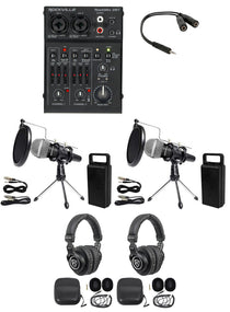 Rockville 2-Person Podcast Podcasting Recording Kit w/Mics+Stands+Headphones