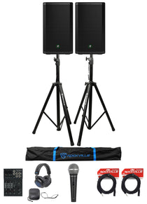 DJ Kit w/ (2) Mackie Thrash212 12" Powered Speakers+Mixer+Stands+Mic+Headphones