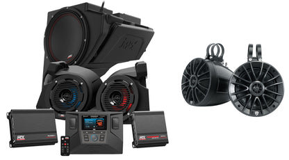 MTX RZR-14-THUNDER3 Receiver+MTX/Rockville Speakers+Sub For Polaris RZR 1000/900