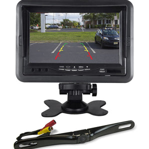 New Rockville Black Bar Metal License Plate Camera + 7" Dash Mount Car Monitor