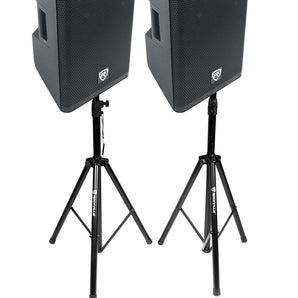 (2) Rockville DX12 12" Class D 500w RMS Powered DJ PA Speakers+Stands+Cables+Bag