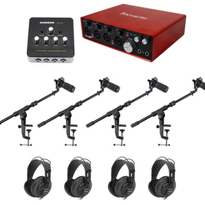 Podcasting Podcast Bundle w/4) Audio Technica Mics+Samson Headphones+Desk Stands