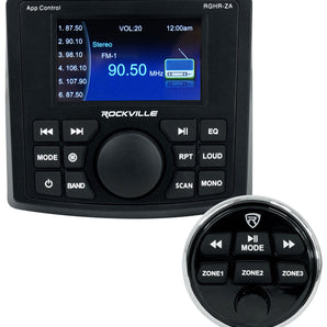 Rockville RGHR-ZA 4 Zone Marine Gauge Hole Receiver Bluetooth App Control+Remote