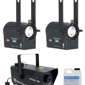 (2) American DJ Encore Profile Mini WW Warm White Ellipsoidal Spot Lights+Fogger