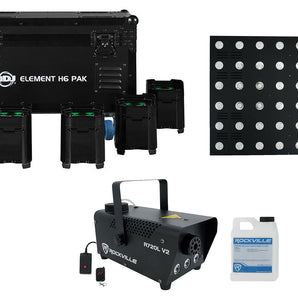 American DJ Element H6 Pak (6) RGBAW+UV Wireless DMX Lights+Fogger+Effect Light