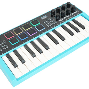 Rockville M25 25 Key USB Wireless MIDI Keyboard Controller With Bluetooth+8 Pads