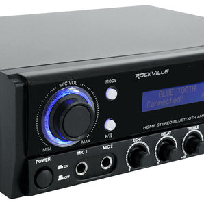 Rockville BLUAMP 100 Home Stereo Bluetooth Amplifier with USB/Mic Input+RCA Out