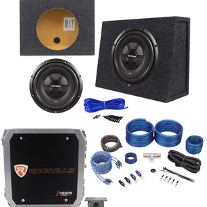 Rockford Fosgate R2SD2-12 12" Car Sub+Shallow Enclosure+500W Amplifier+Amp Kit