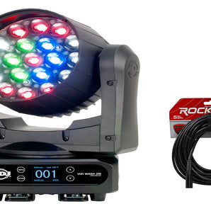 American DJ ADJ VIZI WASH Z19 380 Watt RGBW LED DMX Moving Head Wash Light+Cable