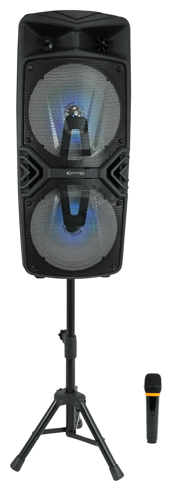 Dual 8" Karaoke Machine Bundle with Stand & (2) Microphones