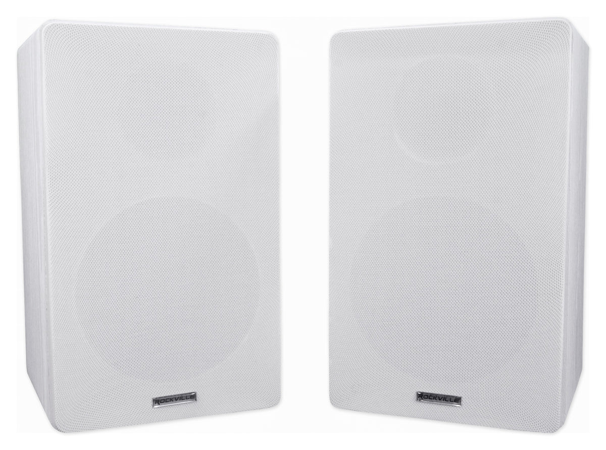 RockShelf 68W White 6.5" Home Bookshelf Speakers (Pair)