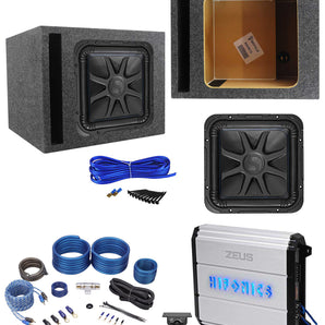 Kicker L7S122 12" 1500w Solobaric L7S Subwoofer+Hifonics Amp+Vented Box+Wires