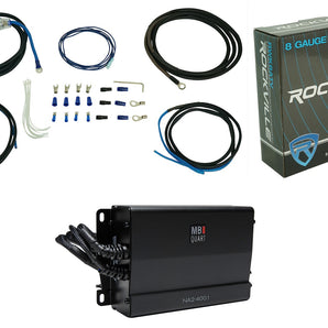 MB QUART NA2-400.1 400 Watt Mono Amplifier+Amp Wire Kit For RZR/ATV/UTV/Cart