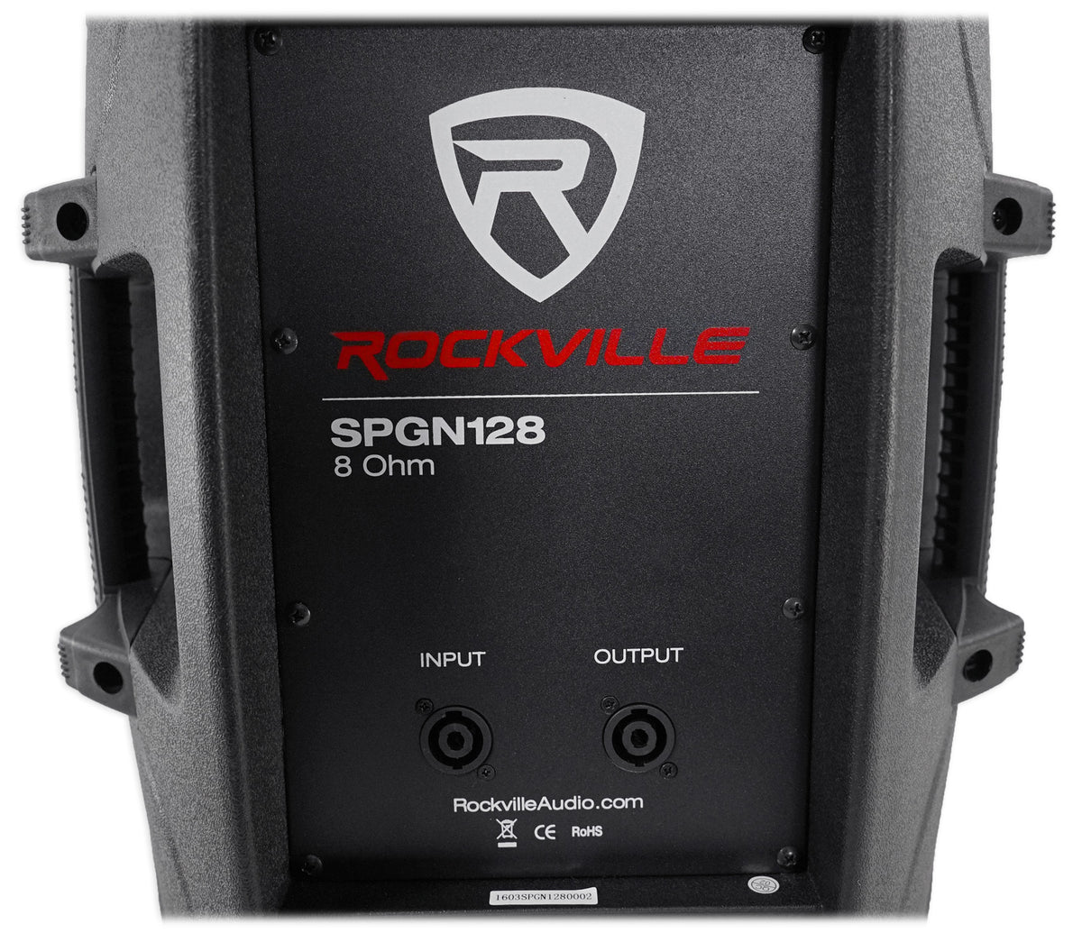 Rockville SPGN128 12" Passive 1200W DJ PA Speaker Cabinet 8 Ohm+Slip Cover