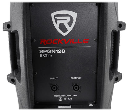 Rockville SPGN128 12" Passive 1200W DJ PA Speaker Cabinet 8 Ohm+Slip Cover