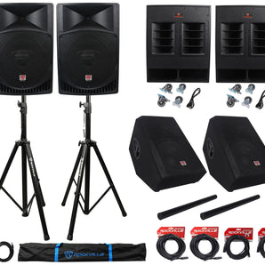 Rockville Complete Church PA System with Speakers + Subwoofers + Monitors + Stands and Cables