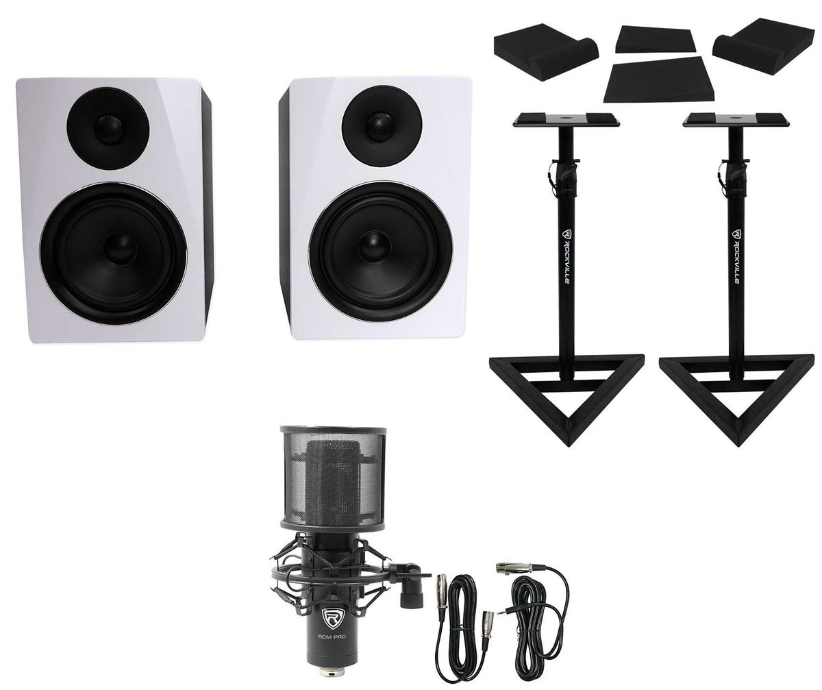 APM6W 6.5" Powered USB Studio Monitors+Stands+Pads+Condenser Mic