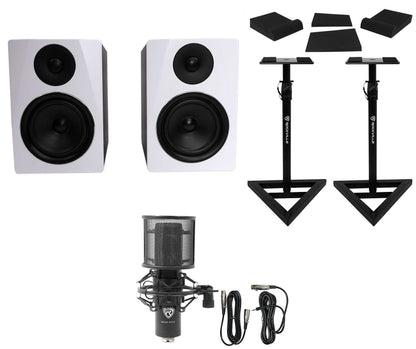 APM6W 6.5" Powered USB Studio Monitors+Stands+Pads+Condenser Mic