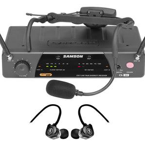 Samson Airline 77 Wireless Fitness Headset Microphone Mic System+Mackie Earbuds