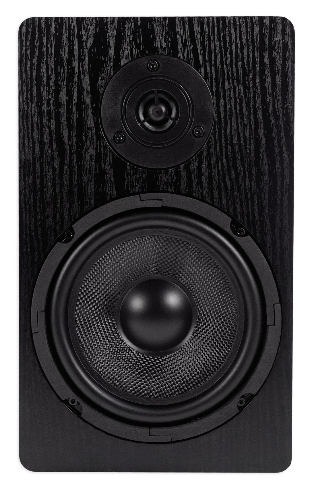 RockShelf 64B Black 6.5" Home Bookshelf Speakers+8 inch Wood Stands