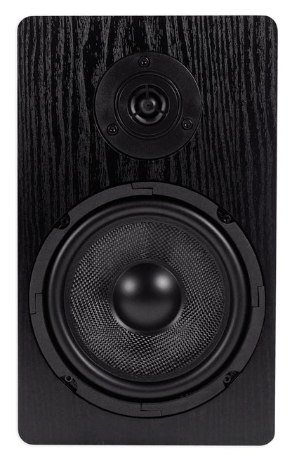 RockShelf 64B Black 6.5" Home Bookshelf Speakers+8 inch Wood Stands