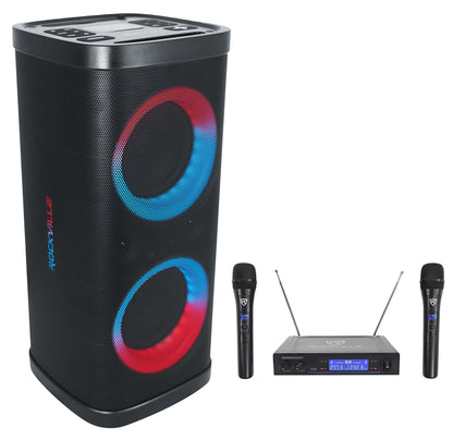 BASS PARTY 65 V2 Rechargeable LED Bluetooth Speaker+(2) Wireless Mics