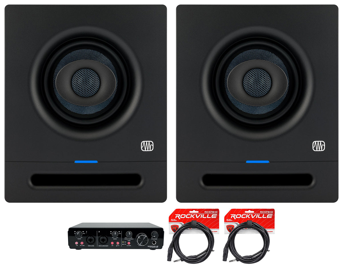 (2) Eris Pro 4 Studio Monitors + R-TRACK 2x2 USB Interface + Cables