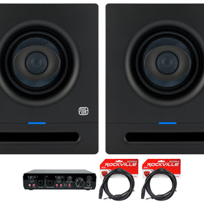 (2) Presonus Eris Pro 4 Powered 4" Studio Monitors Speakers + 2x2 USB Interface