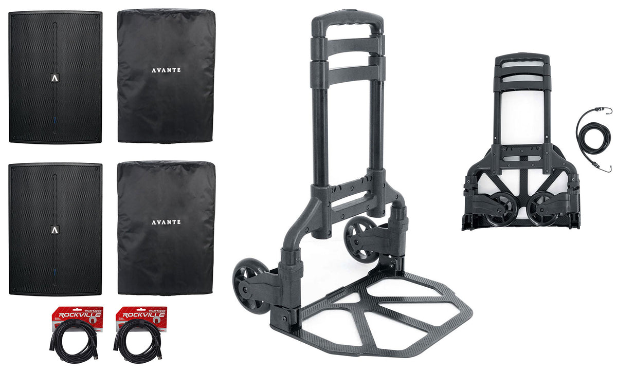 (2) A18S 1600W 18" Active DJ PA Subwoofers w/ Covers + Trolley