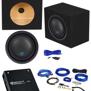 ALPINE S-W8D2 8" 900w Subwoofer+Sealed Sub Box Enclosure+Mono Amplifier+Wires